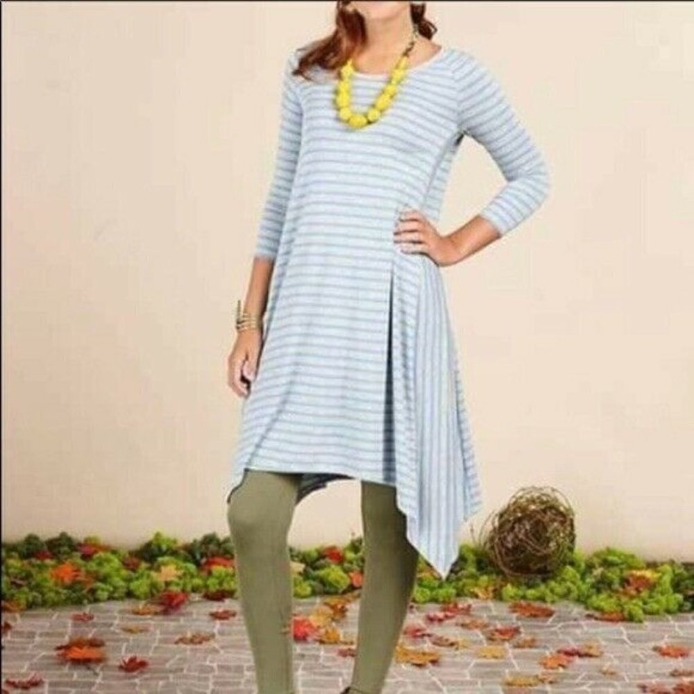 MATILDA JANE Womens Small Dress Once Upon A Time Her Majesty Blue Gray 3/4 Sleev